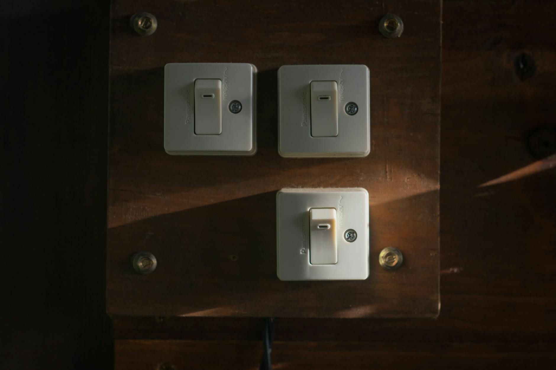 Light switches mounted on a wall