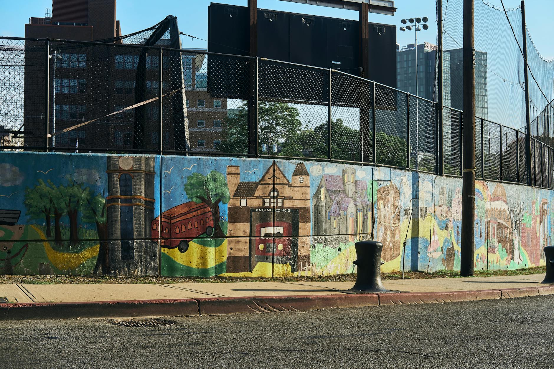 A vibrant street mural on a city wall