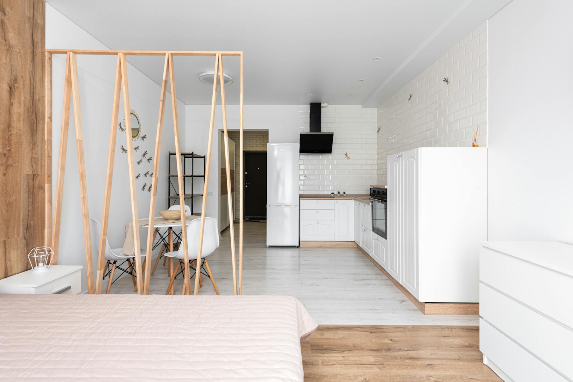 A cozy, compact studio apartment interior