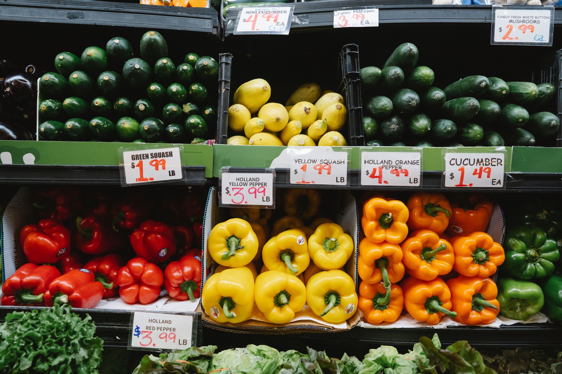Fresh produce on display at a grocery store